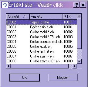 vezér cikk értéklista