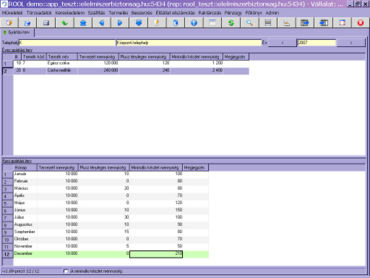 havi gyártási terv adatainak kitöltése